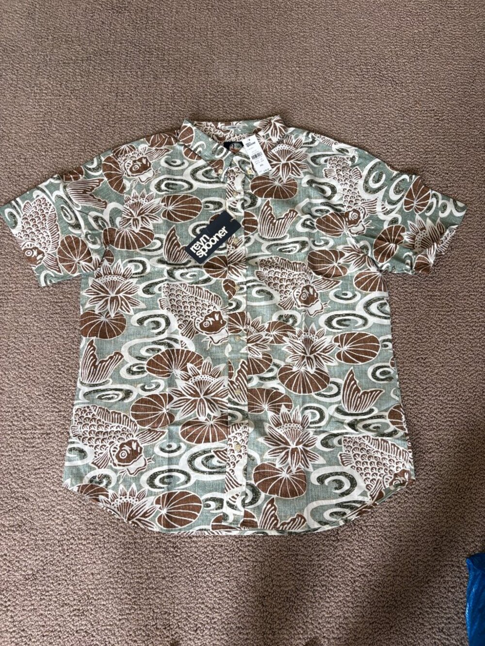 Reyn Spooner Koi Boi Tailored Fit Aloha Shirt Seafoam XXL NWT